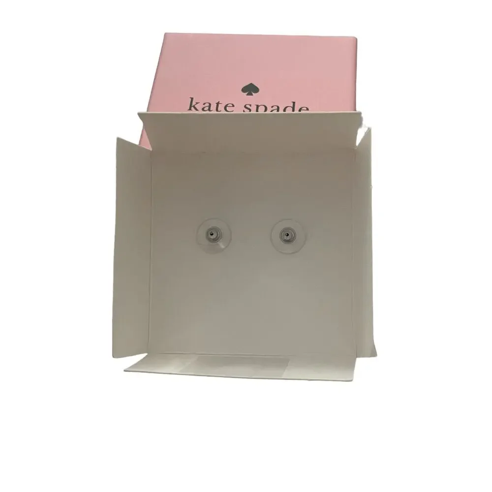 Kate Spade color  silver & Clear Crystals Stud Earrings gift box new